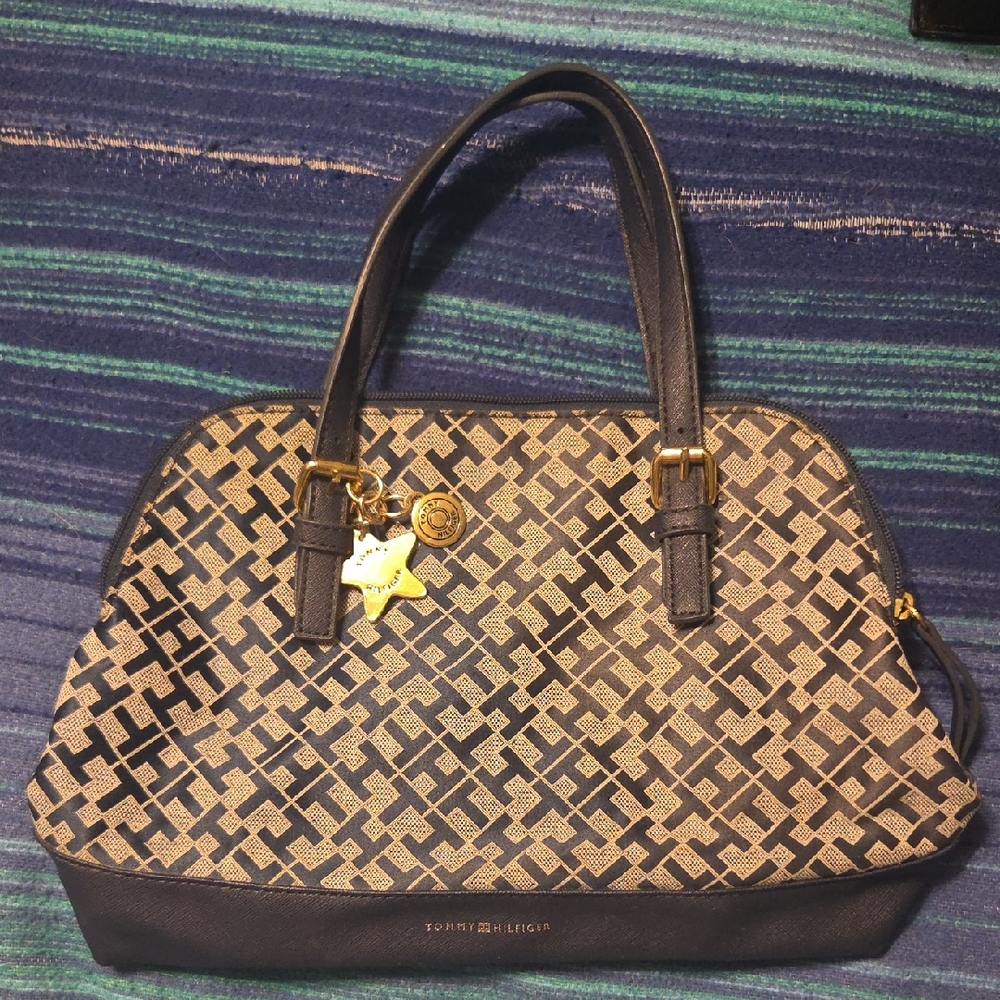 Tommy Hilfiger Black and Tan Satchel